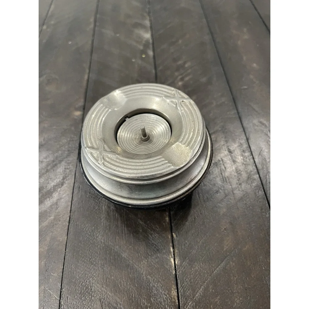 Vtg Metal Push Down Ashtray‎ Smokeless Silver Black Retro MCM
